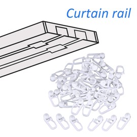 Rolling Curtain Clips White Plastic Curtain Hooks for Track Type Curtain, 50 Pack (Clips)