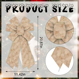 Habbiful Large Christmas Bow for Wreath, Champagne Velvet Christmas Wreath Bow for Front Door Wall Fence Decor Christmas Tree Topper Bow for Christmas Winter Party Home New Year Decoration Supplies