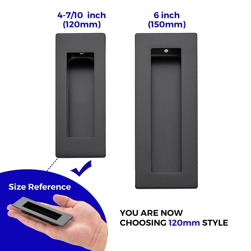 JOY DECOR 2 Pack Pocket Door Handles, 4.72" Rectangular Recessed