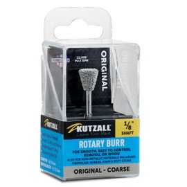 Kutzall Original Dove Tail Rotary Burr, 1⁄8" Shaft, Coarse - Woodworking Attachment for Dremel, Foredom, DeWalt, Milwaukee. Abrasive Tungsten Carbide, 3⁄8" (9.5mm) Dia. X 1⁄2" (12.7mm) Length, DT-38-E