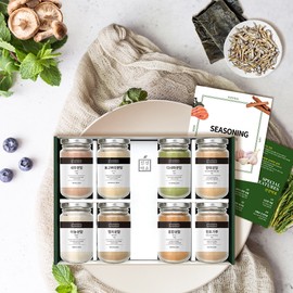 fresh herbs Seasoning gift set of 8 fresh herbs, shrimp, shiitake kelp, pollack, garlic, anchovy, mussel, seaweed / 신선약초 8종 조미료 선물세트 새우표고다시마황태마늘멸치홍합함초