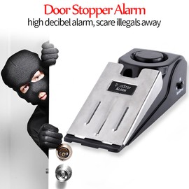 Door Stopper Alarm,Akozon Portable Security Home Wedge Shaped Door Stop Block Alarm Blocking Stopper 100 dB