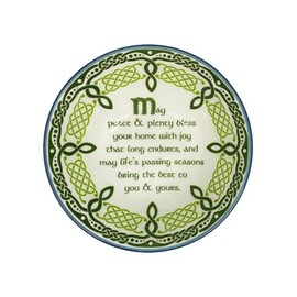 Royal Tara Irish Ceramic Blessing Bowl Shamrock Celtic Knotwork Kitchenware Gift Serving Soups Stews Salads Bone China Mixing Bowl for Kitchen (Ceramic, Blue-May The Road Rise Blessing 5.5")