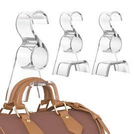 Famitree Premium Handbag Hanger Hooks Cupboard 3 Pieces - Acrylic Hooks for Bags Backpacks Bags Hanger Bag Hanger for Hanging Backpacks Scarf Belt and Tie (Transparent)