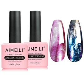 AIMEILI Nail Foil Nail Art Foil Glue Gel for Foil Stickers Nail Glue Transfer Tips Nail Art Manicure DIY LED Lamp Required - 2 x 15ml