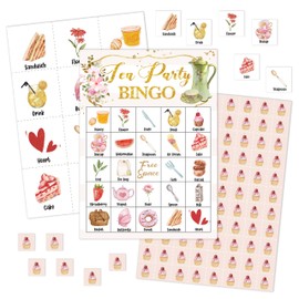 Tea Party Bingo Games Cards, Garden Tea Bingo Game Set, Spa Party Game, Sleepover Party Bingo Supplies for Women Adults Sisters Friends, Slumber/Pajama Party Decorations -25
