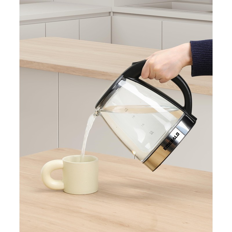 Emerald Glass Tea Kettle, Countertop Electric Kettle Water Boiler Heater,