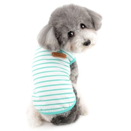 Zunea Summer Dog Shirts for Small Dogs Striped Breathable Vest T-Shirts Soft Cotton Puppy Clothes Pet Cats Sleeveless Tank Top Chihuahua Basic Tee Shirt Clothing Green M