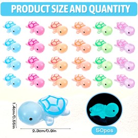 50Pcs Luminous Mini Resin Turtles Glow in The Dark Sea Turtles Figurines Cute Tiny Turtles Bulk for Home Decor, Doll House, Garden (6 Colors)