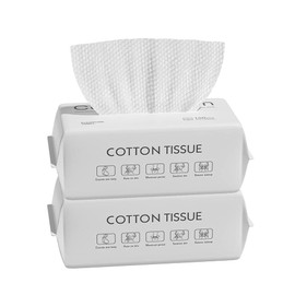 Toallita facial de algodón desechable, toallitas limpiadoras de maquillaje, toalla suave de algodón, uso húmedo y seco, multiuso para el cuidado de la piel (Paquete de 2)