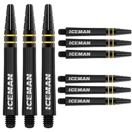 RED DRAGON Gerwyn Price Nitrotech Black with Black and Gold Top Intermediate Dart Shafts - 2 Sets per Pack (6 shafts in Total)