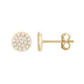 PAVOI 18K Gold Plated Sterling Silver Post Stud Earrings for Women | Pave CZ Mini Disc | Gold Earrings for Women (Vermeil - Yellow)