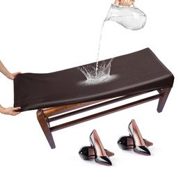 PU Leather Dining Bench Cover Stretch Waterproof Rectangle Bench Slipcover 48" x 18" x 4" Washable Seat Cushion Protector for Dining Living Room Bedroom Kitchen Hotel Banquet