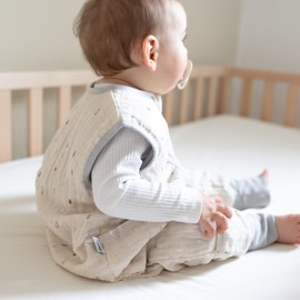 Ehrenkind® Baby Summer Sleeping Bag with Muslin Feet, Made of Soft Oeko-Tex Certified Organic Cotton, Summer Baby Sleeping Bag, 1 Tog, Size 70, Colour Lilac Patterned