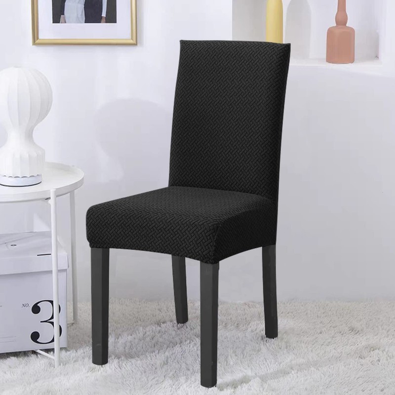 INTIRILIFE 1 x Elastic Chair Cover in Patterned Black with