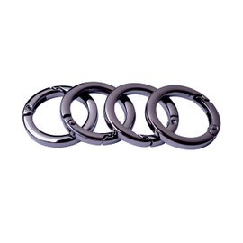 Bobeey 4pcs Round Carabiner Metal Spring Key Ring,Spring Snap Hooks Clip,Spring Keyring Buckle,Flat O Ring for Purses BBC40-38-Black Gun