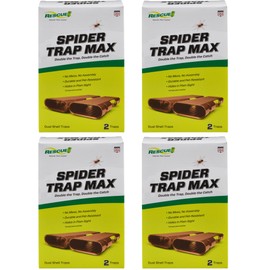 RESCUE! Spider Trap MAX - Large Indoor Sticky Spider Trap - Catches Brown Recluse, Hobo Spiders, Black Widows & Wolf Spiders - 4 Pack (8 Traps)