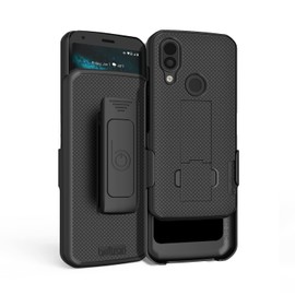 BELTRON Heavy Duty Case with Swivel Belt Clip for CAT S62 - Features: Secure Fit & Built-in Kickstand (Black w/2.25" Clip)