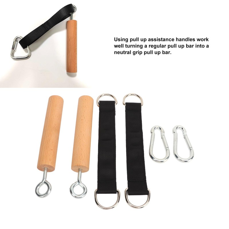 OUKENS Wooden Pull-Up Handles, Comfortable Handles for Building Muscle Strength,