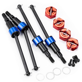 BRKRC Steel Front Rear CVD Axles Drive Shafts Set with Aluminum Wheel Hex for Arrma 1/18 Granite Grom Mega 380 Brushed 4x4 Monster Truck RTR (Red)