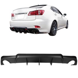 IKON MOTORSPORTS, Rear Bumper Lip Compatible with 2006-2013 Lexus Is250 Is350, Black PP Rear Lip Finisher Under Chin Spoiler Underspoiler Splitter Valance Underbody Bumper Fascia Add On