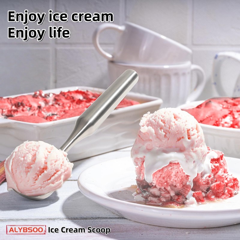 Stainless Steel Ice Cream Scoop, Ergonomic Comfort Handle, Dishwasher Safe,
