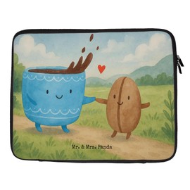 Mr. & Mrs. Panda Notebook Tasche Kaffee Bohne Design 33 x 42 cm - Geschenk, Notebook-Tasche Mit Organizer, Kaffeebohne, Laptop-Case, Notebook-Aktentasche, Laptop-Rucksack, Glück, lustige Sprüche