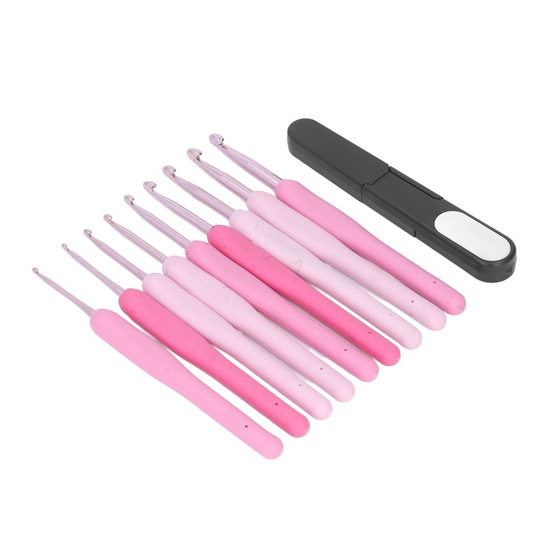 9Pcs Crochet Hooks Anti Slip Ergonomic Design Lightweight Portable Crochet