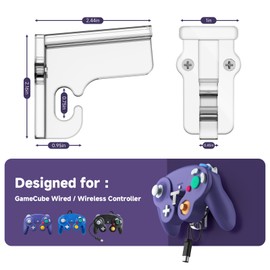 CaSZLUTION Wall Mount Holder for GameCube Controller - Screw Mount Clear Acrylic Hanger Stand for Classic Wired & for Switch 2's Wireless GameCube Controllers, 1 Pack