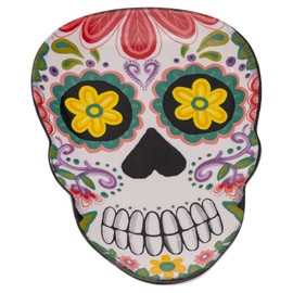 Boston International Ceramic Tray Dishwasher and Microwave Safe Day of the Dead Serving Plate, 8" x 5.5", No Vida Cantina