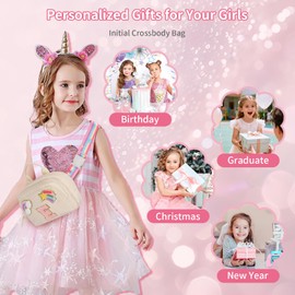 Fanny Pack for Girls, Cute Crossbody Bag for Kids Teens Belt Bag Waist Bag With 2 Compartments Trendy Stuff Graduation Birthday Gifts for 4 5 6 7 8 9 10 11 12 13 Years Old Beige Initial E