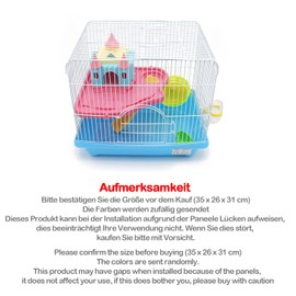 BPS® BPS-1341 Hamster Cage with Ladder, Drinker, Exercise Wheel and House, High Quality, Multi-Colour, Candy Colors, Random Colour, XL 35 x 26 x 31 cm