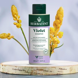 Herbatint Violet Shampoo - Anti-Yellow, 93% Natural, Neutralizes Tones, Cassia Alata, for Blonde, Grey & Bleached Hair, Vegan 260mL