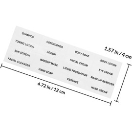 SOLUSTRE 12 Hojas de Etiquetas Impermeables para Botellas de Viaje, Pegatinas Transparentes Rellenables para Champú, Acondicionador y Artículos de Tocador, Adecuado para Organizar