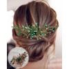 TOZBLEU Green Hair Jewellery, Glittering Crystal Hair Comb, Hair Accessories,