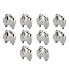 10x Stainless Steel Wire Rope Grip Clip Cable Clamp 6mm Fastener U-Shaped Bolt Clamp Silver Tone
