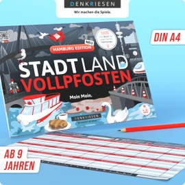 DENKRIESEN Stadt Land Vollpfosten® A4 - Hamburg Edition - Moin Moin. | From 9 Years | City Country River | Family Game