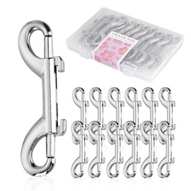 12 PCS Double Ended Snaps, 3.5 Inch Zinc Alloy Trigger Metal Clip, Silver Double Ended Snap Hooks for Pet Dog Leash, Water Bucket Hooks, Key Holder, Carabiner, Home, Farm, Other Indoor and Outdoor