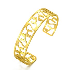 Dreamtimes Islamic Muslim Shahada Bracelet Skeleton Opening Adjustable Bracelet Stainless Steel Muslim Arabic Islamic Muslim Religious Openable Bangles Allah Bracelets, Stainless Steel