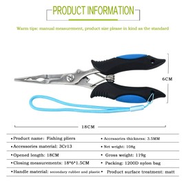 MILLION SOURCE 7'' Fishing Pliers Tool Hook Remover Stainless Steel Luya Fishing Pliers with Sheath and Lanyard Red