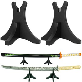 Elifinds Sword Stand with Blade Slot Wood Samurai Katana Holder for Desktop Display Adjustable Weapon Display Stand for Long & Short Swords Dagger (Small - Single Tier)