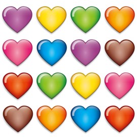 MORCART Pack of 16 Emoji Magnets, Colourful Heart Fridge Magnets Decoration for Locker, Whiteboard, Decorative Magnetic Board, Cupboards, Classroom, Office