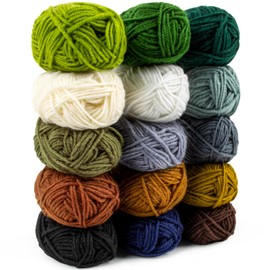 Acrylic Yarn - Soft Knitting Yarn for Crocheting for Crafts Yarn Skeins for Crocheting DIY Yarn Bulk for Handicraft Knitting Yarn for Scarves Gift for Beginners and Adults 15 Yarn Pack x 20g