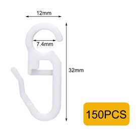 VACUBXBY 150 Pack Curtain Hooks Plastic White, Premium Drapery Hooks for Windows, Doors & Shower Curtains, 3.2 x 1.8cm