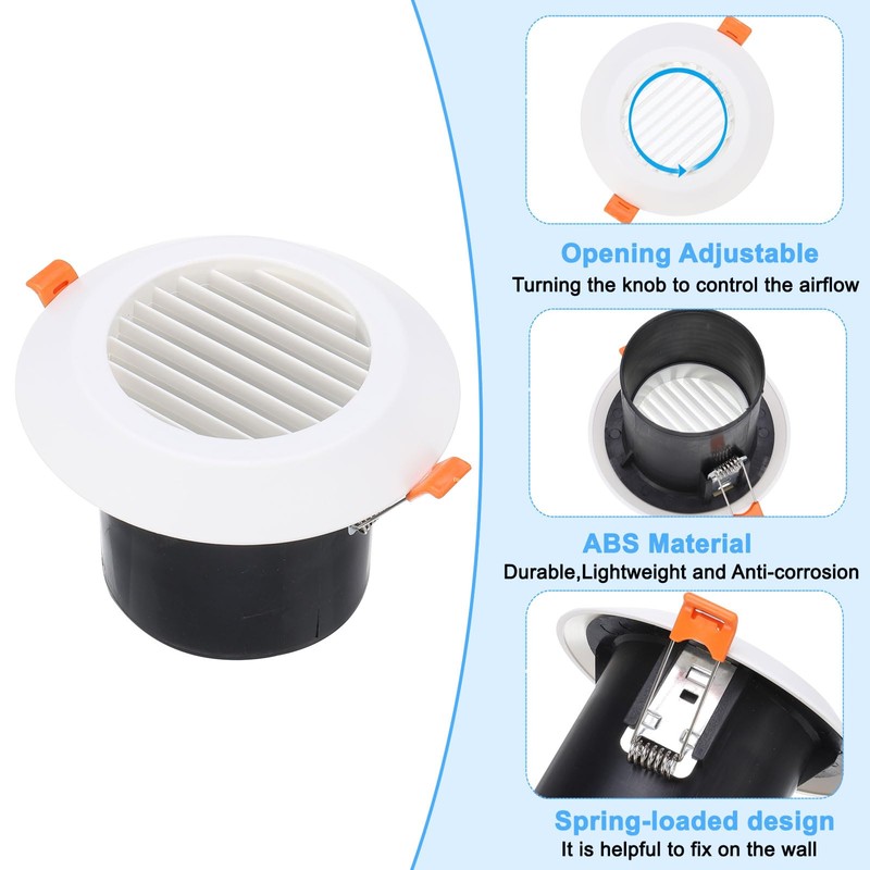PATIKIL 4 Inch Round Air Vent Spring Loaded, ABS Soffit