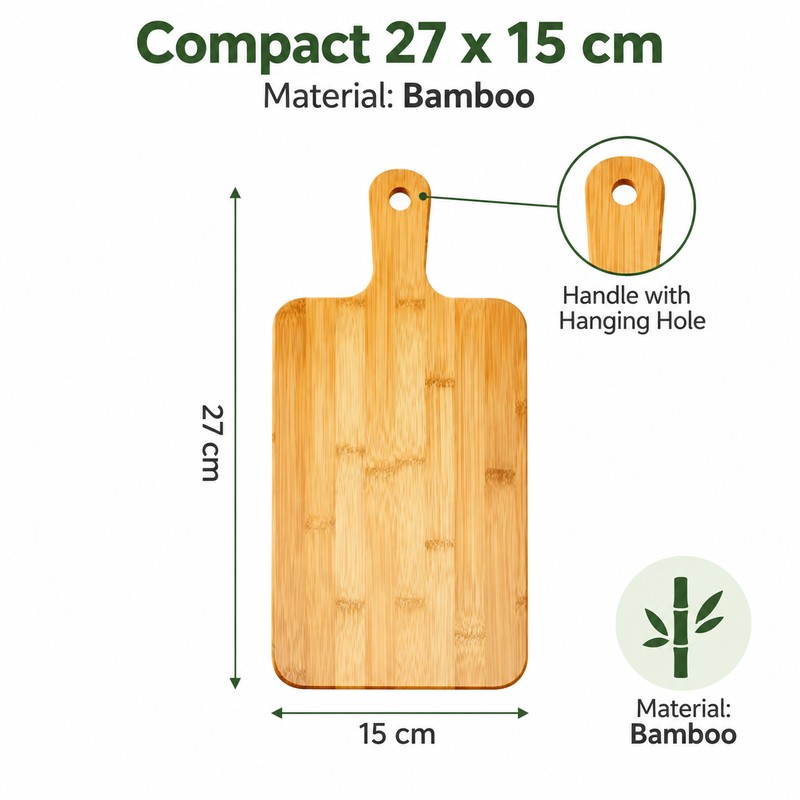 Bamboo Cutting Board for Kitchen Prep – Built-In Handle with