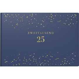 rido/idé Septimus Pocket Diary (2025) "Starry Night", 2 Pages = 1 Week, A6 Landscape, 128 Pages, Faux Leather Cover, Trendy, Flexible, Dark Blue