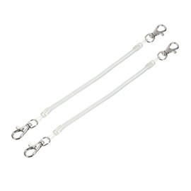 YOKIVE 2 Pcs Retractable Coil Spring Keychain with Lobster Clasps, Spiral Stretchy Cord Strap Snap Hooks | Great for Home Keys, Backpacks (White, 4-Inch)