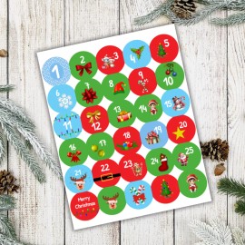 Unbranded Christmas advent calendar gift envelope seals stickers labels tags count down