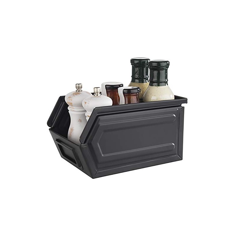 APS Industrial Snack Box Black Metal Box with Labelling Compartment,